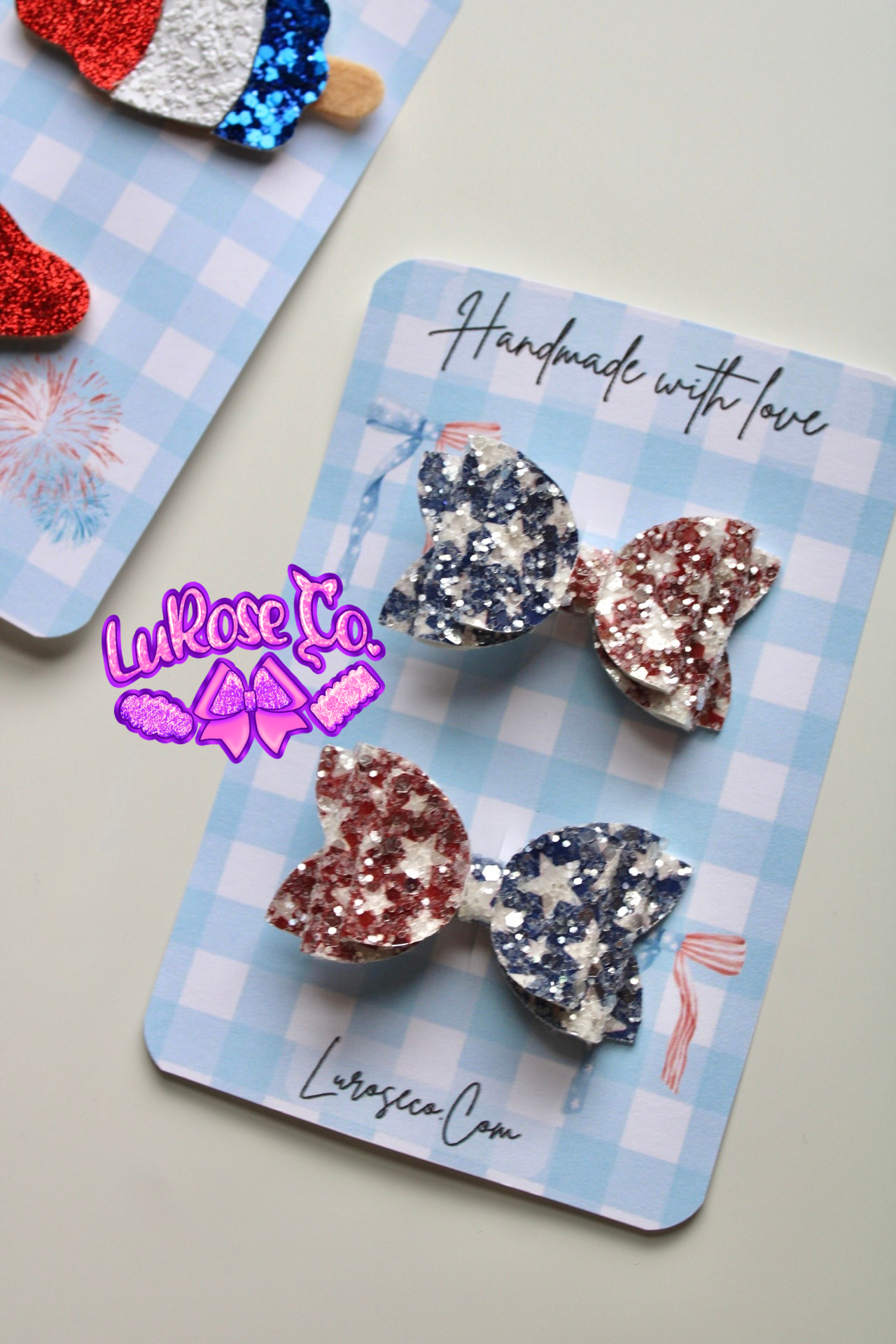 spilt RW&B glitter stars double stack piggy set