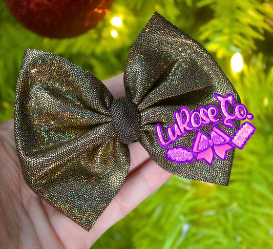 Gold black holo bow