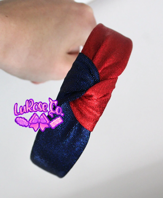 split red & blue holo knotted headband