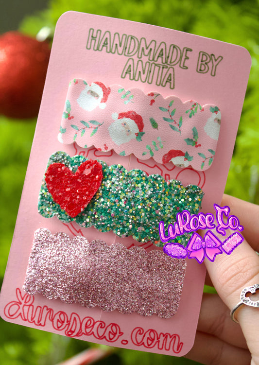 Santa snap clip trio set