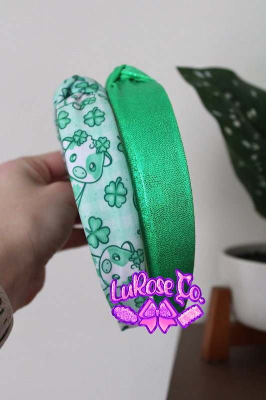 Shamrock cow knotted headband
