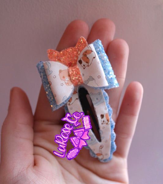 Orange & blue kitty snap clip