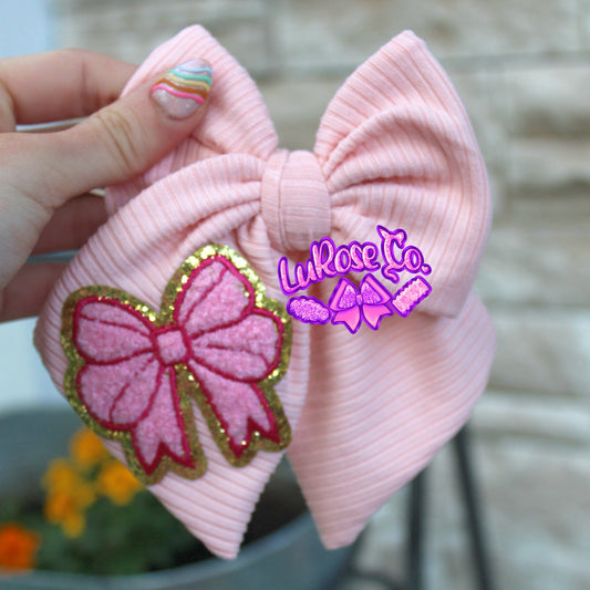 Monday mystery pink bow patch hand-tied bow