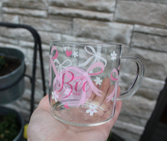 14oz clear coffee mug - bows