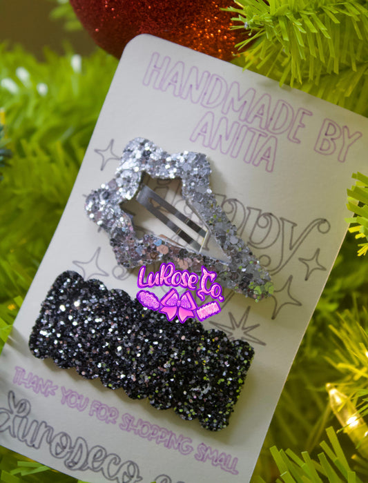 Glitter Countdown snap clip set