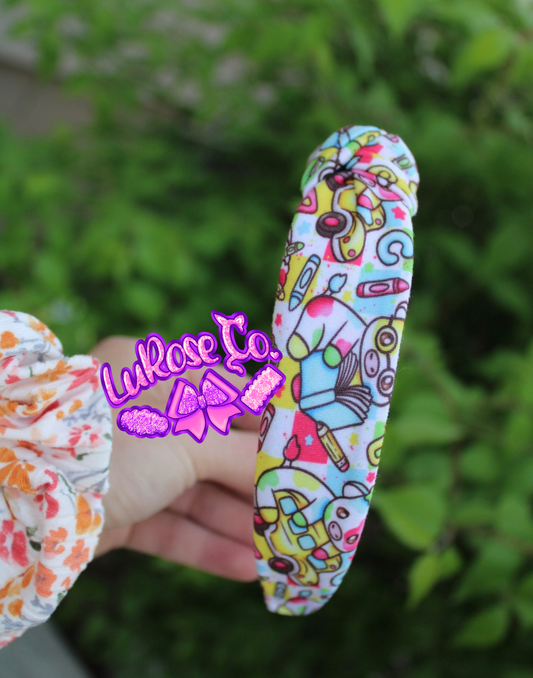 rainbow school cows knotted headband