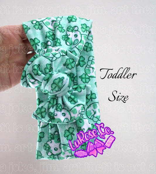 Toddler shamrock cow knotted headwrap