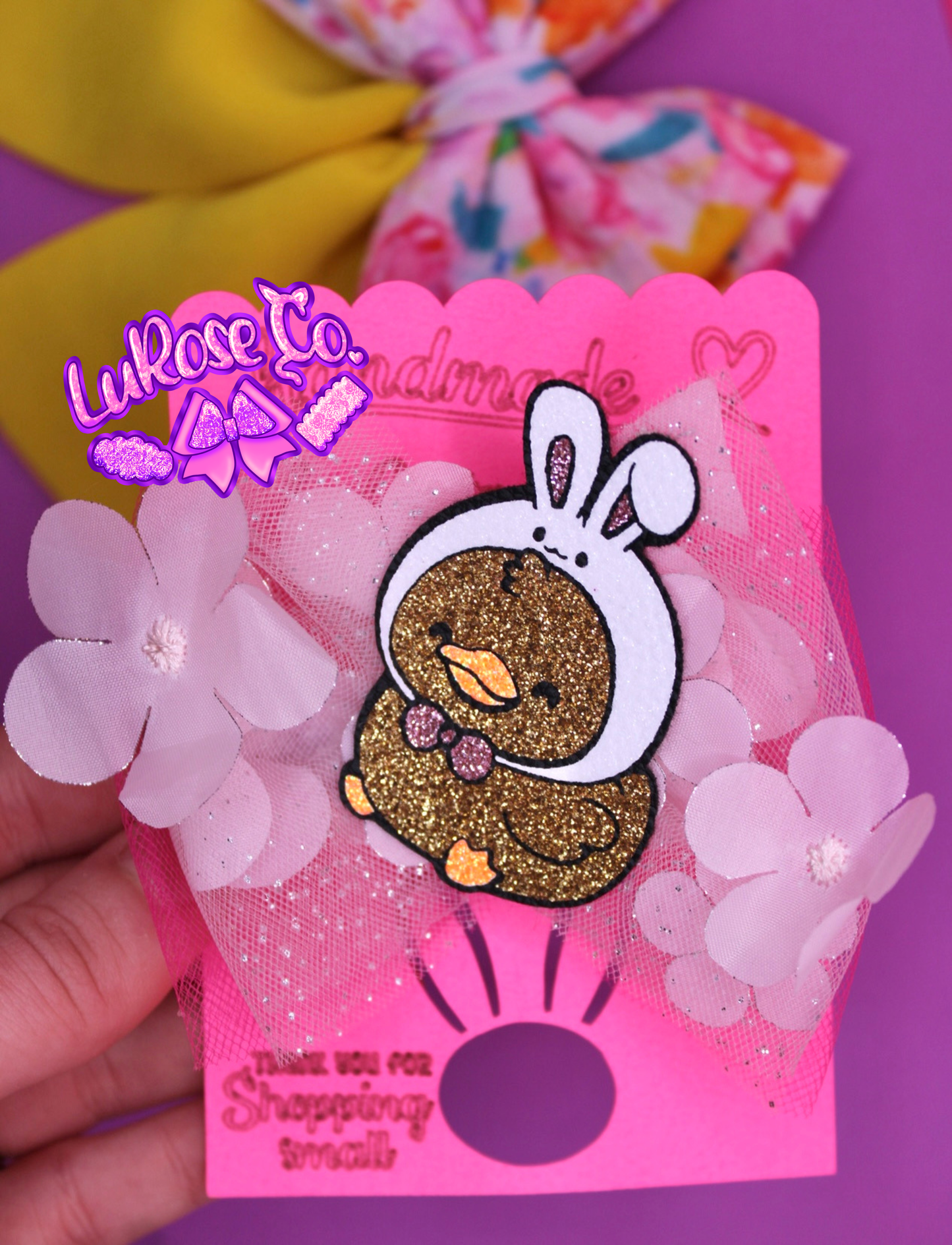 Bunny duck flower tulle bow mto