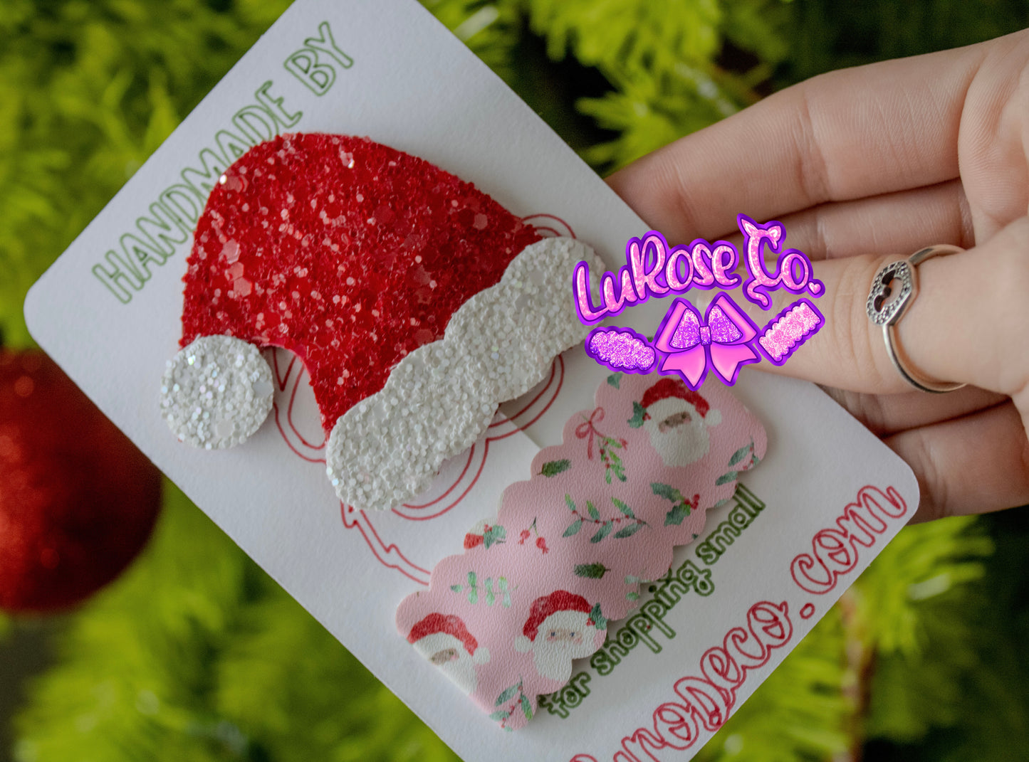 Santa hat snap clip set