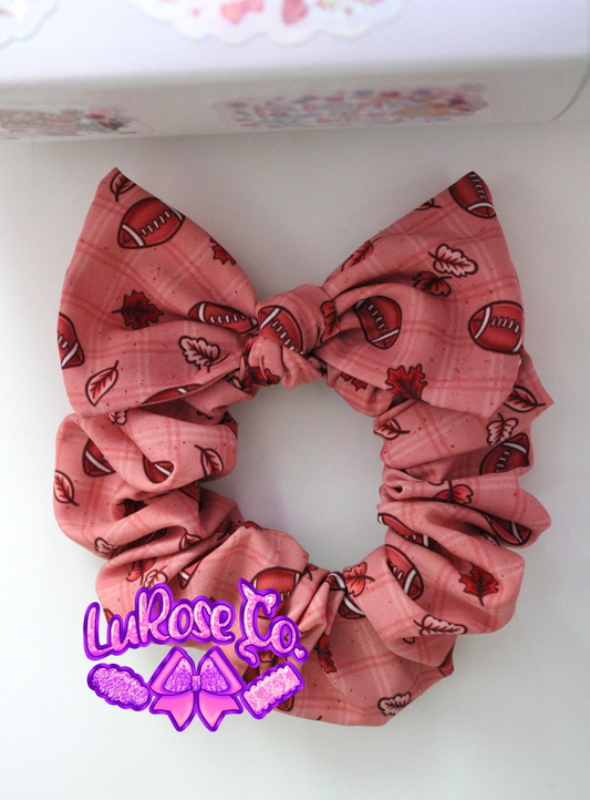 fall football bow scrunchie