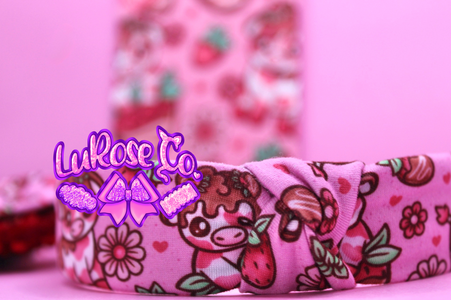 Strawberry cows knotted headband