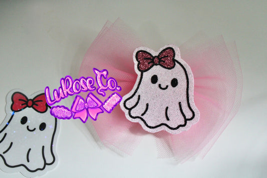 $4 Monday mystery ghost tulle bow with matching sticker