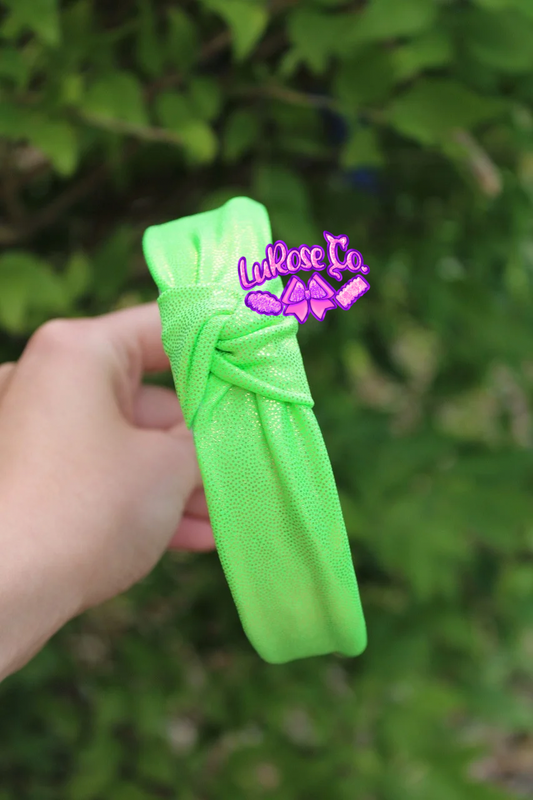 Bright lime holo knotted headband