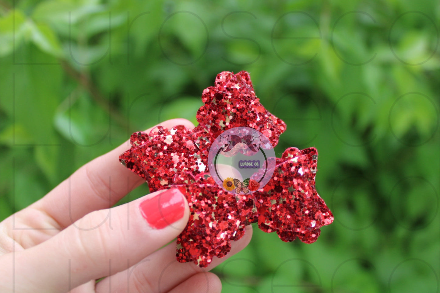 RTS •Red glitter with gold stars Lulu piggy set