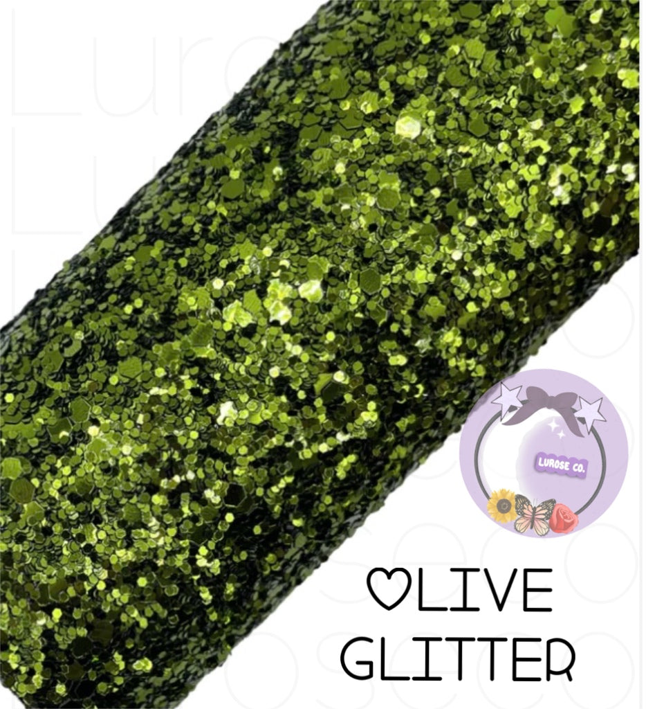 Olive glitter snap clip