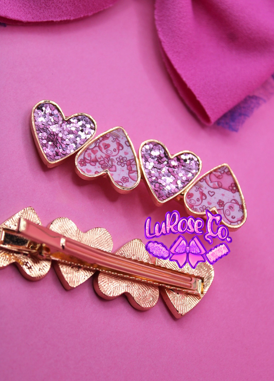 Vday cows heart alligator clip