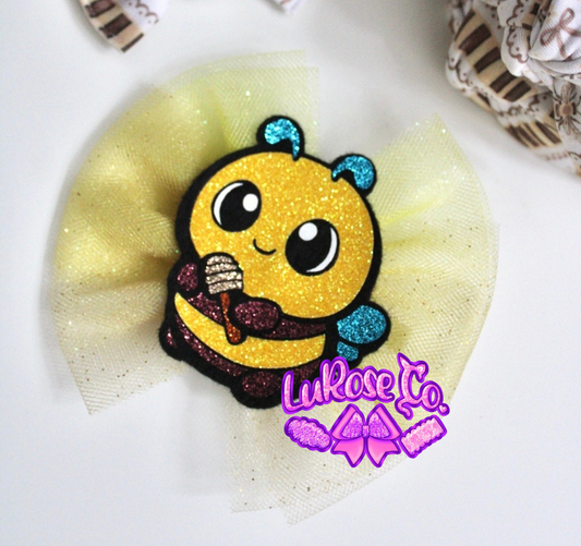 Honey bee tulle bow RTS