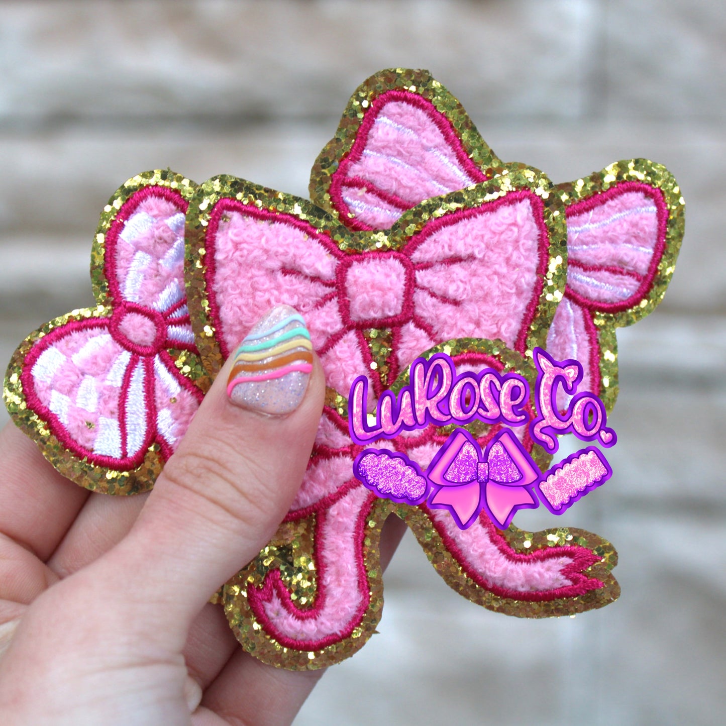 Monday mystery pink bow patch hand-tied bow