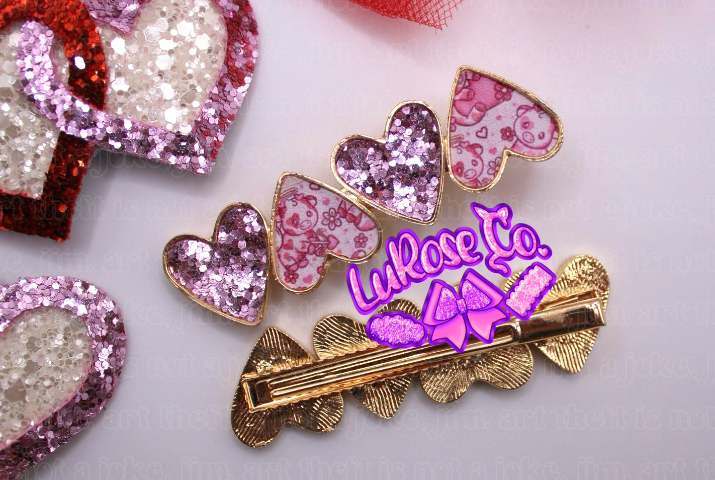 Vday cows heart alligator clip