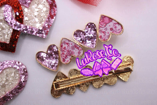 Vday cows heart alligator clip