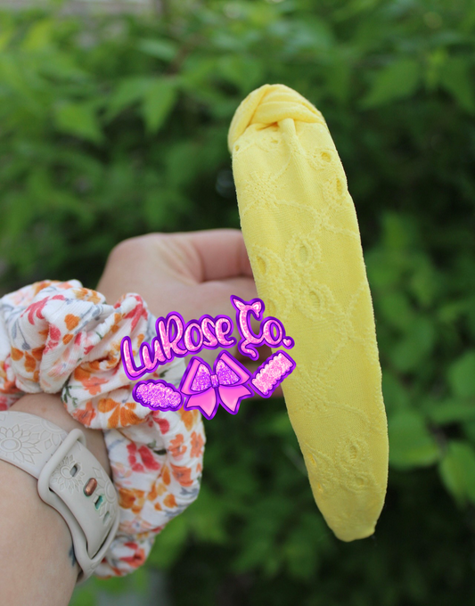 yellow eyelet knotted headband