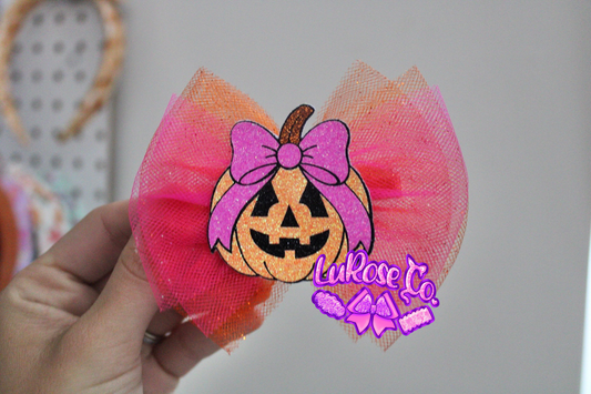 Pumpkin patch bow tulle