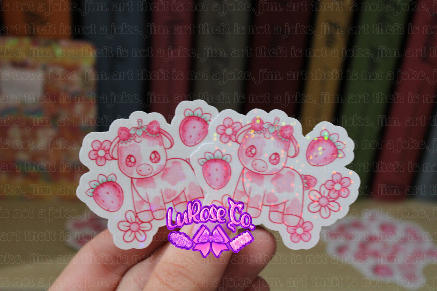 Strawberry cow sticker 2.5in