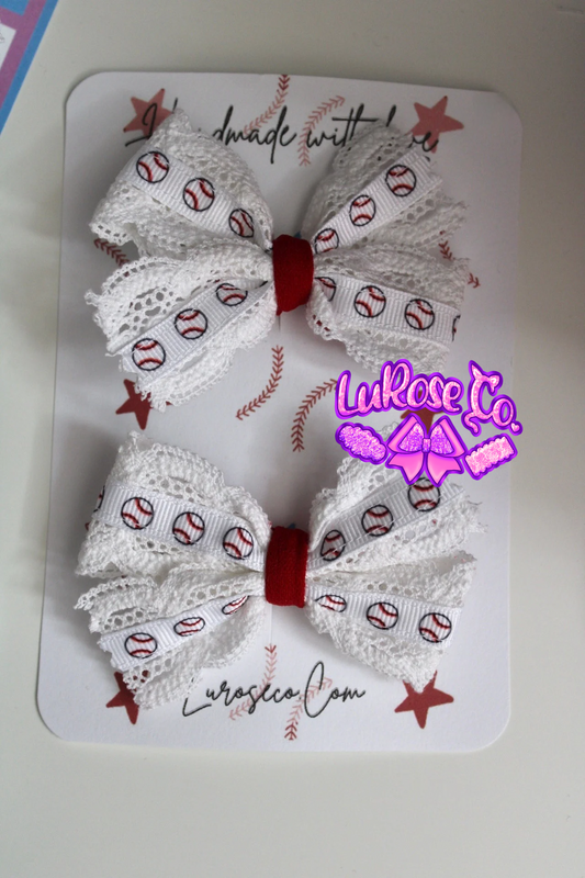 Vintage lace baseball ribbon piggy set