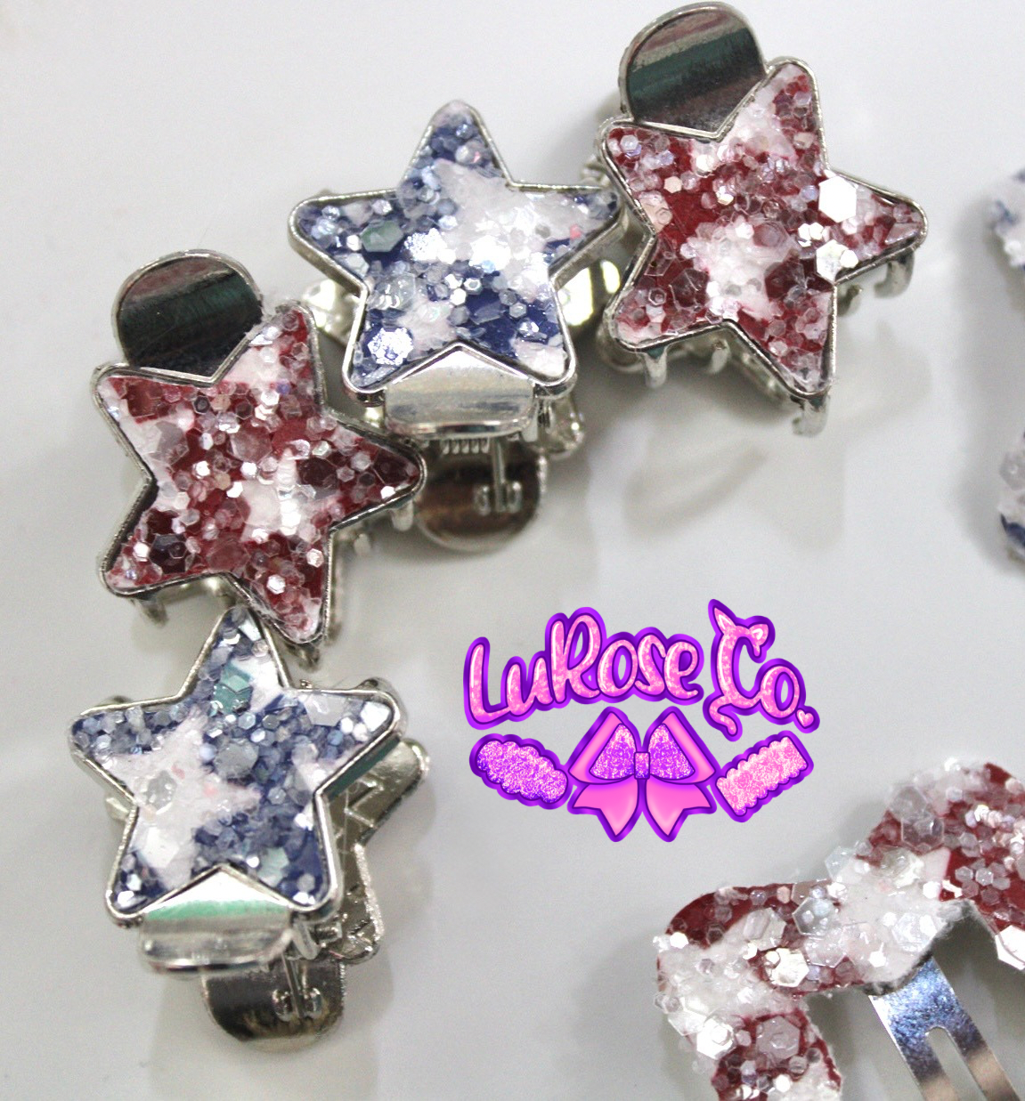 mini star RW&B claw clip set