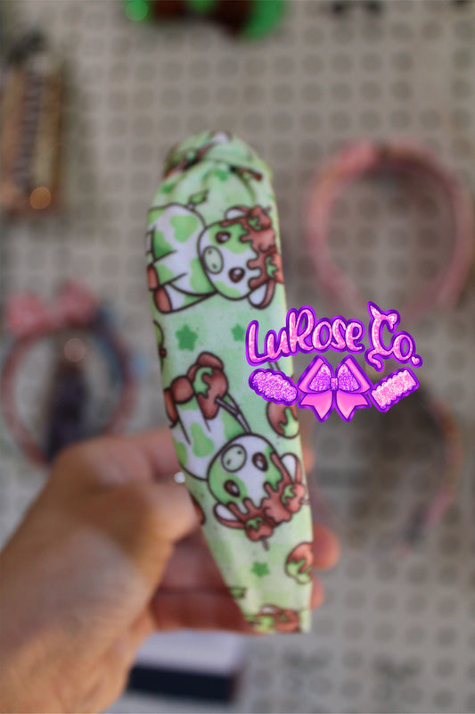 Caramel apples cow knotted headband