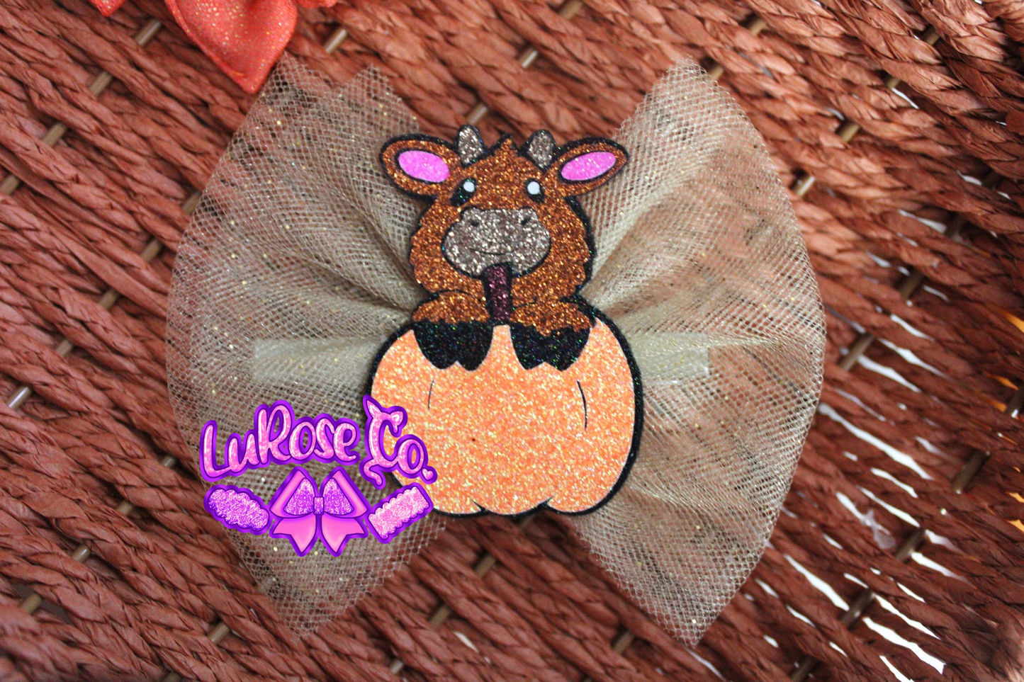 Fall cow tulle bow