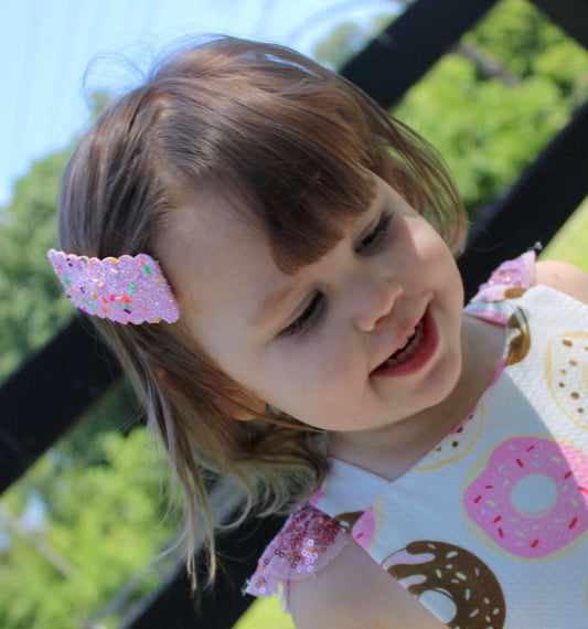 Pink sprinkles glitter snap clip
