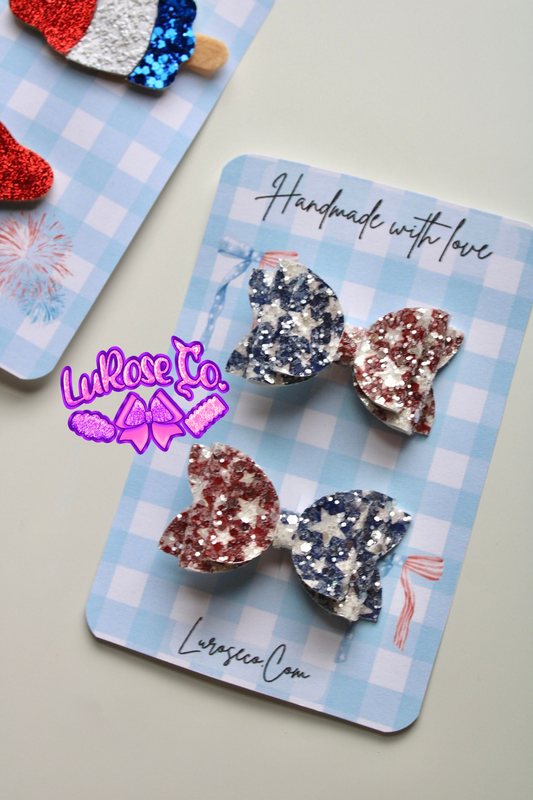 spilt RW&B glitter stars double stack piggy set