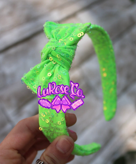 Lime green sequin Zo headband