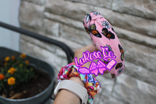 Pink velvet butterflies knotted headband