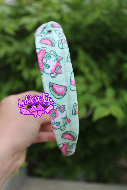 watermelon cows knotted headband