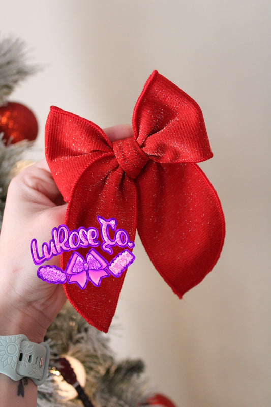 Med red tinsel sailor bow