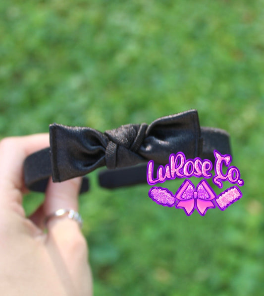 Black satin simple bow headband