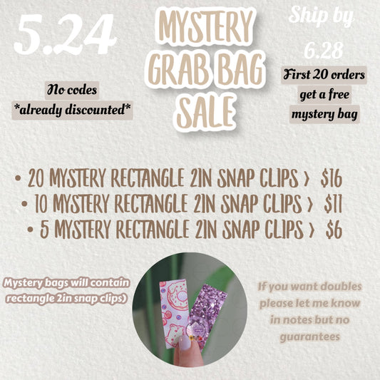 Mystery grab bag (RECTANGLE 2in snap clips)