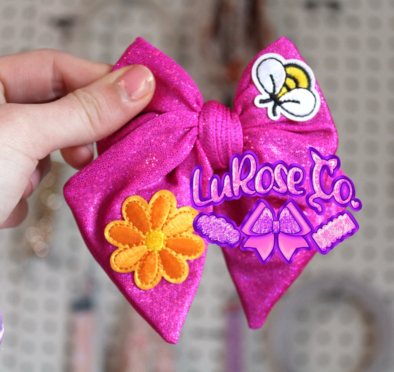 Double patch holo hand-tied bow