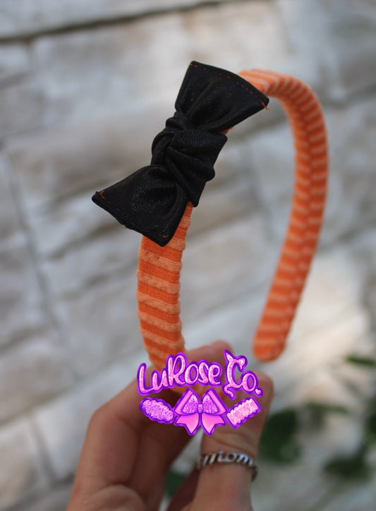 Orange & black simple bow headband