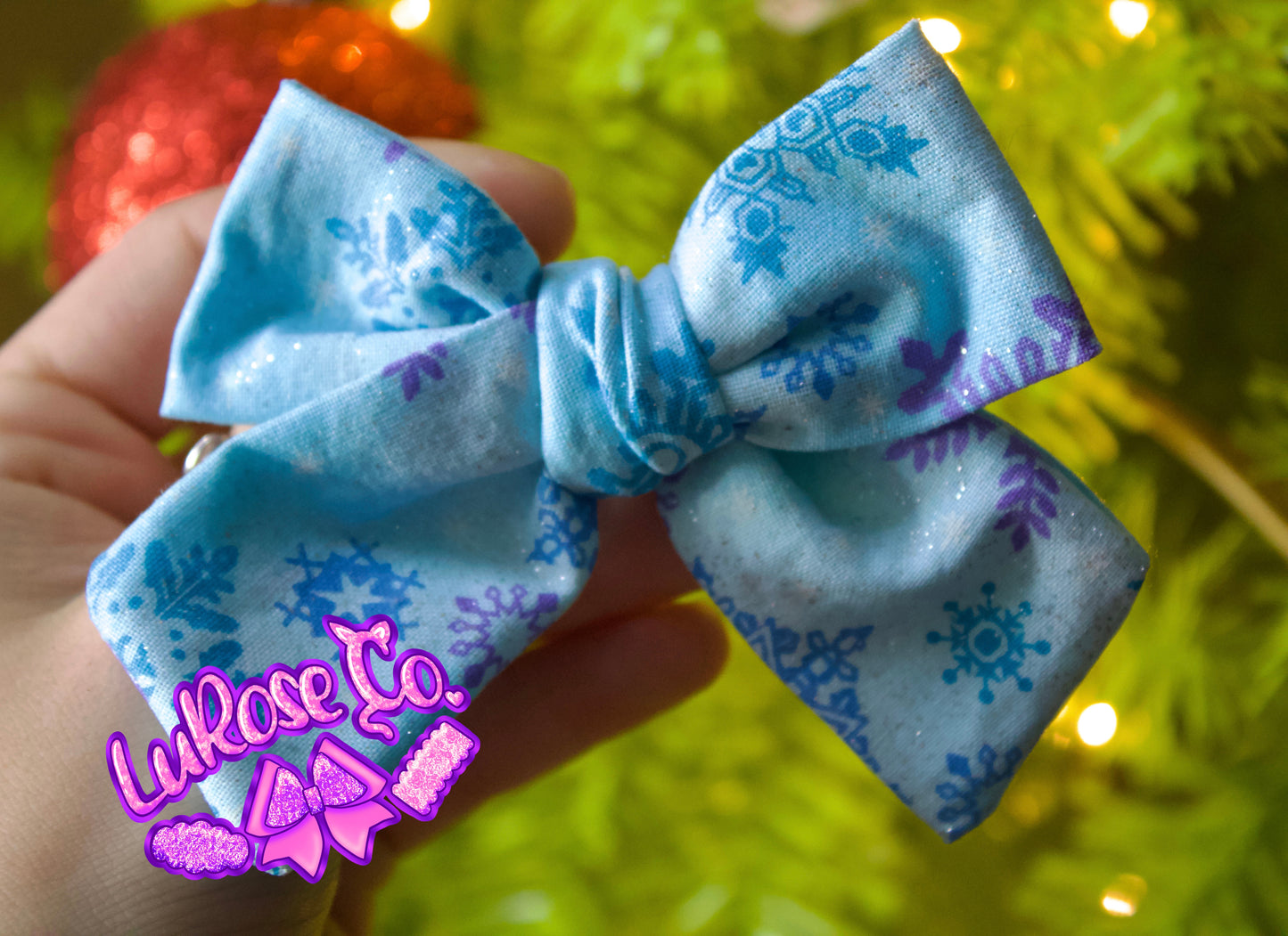 Snowflake hand-tied bow on clip