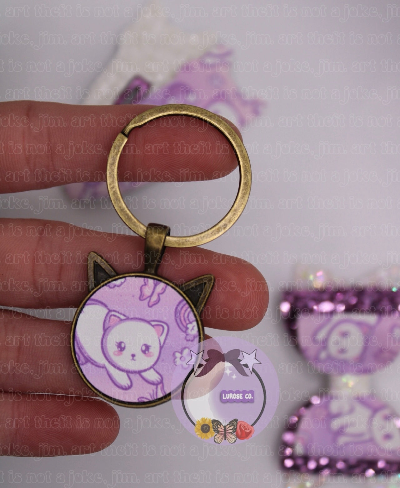 Purple kitty keychain