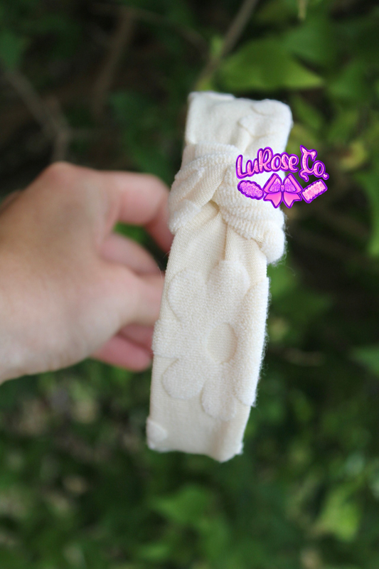 Cream floral knotted headband