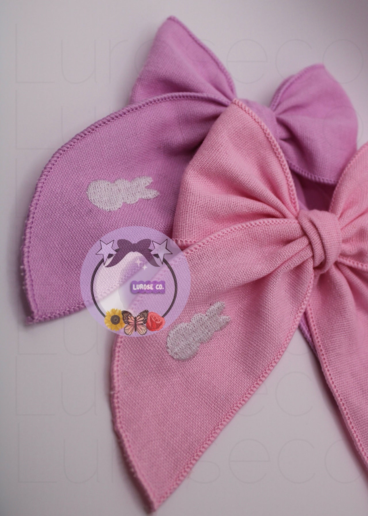 Embroidered bunny sailor bow