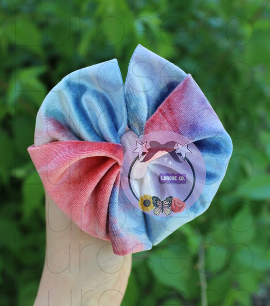 RTS • velvet tie dye messy bow