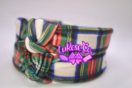 Christmas plaid knotted headbands