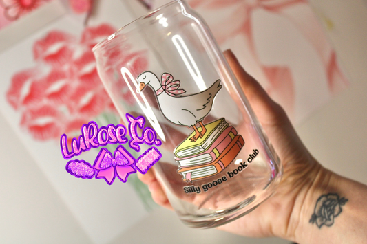 Silly goose book club glass