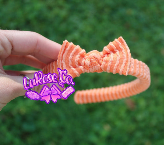 Orange waved simple bow headband