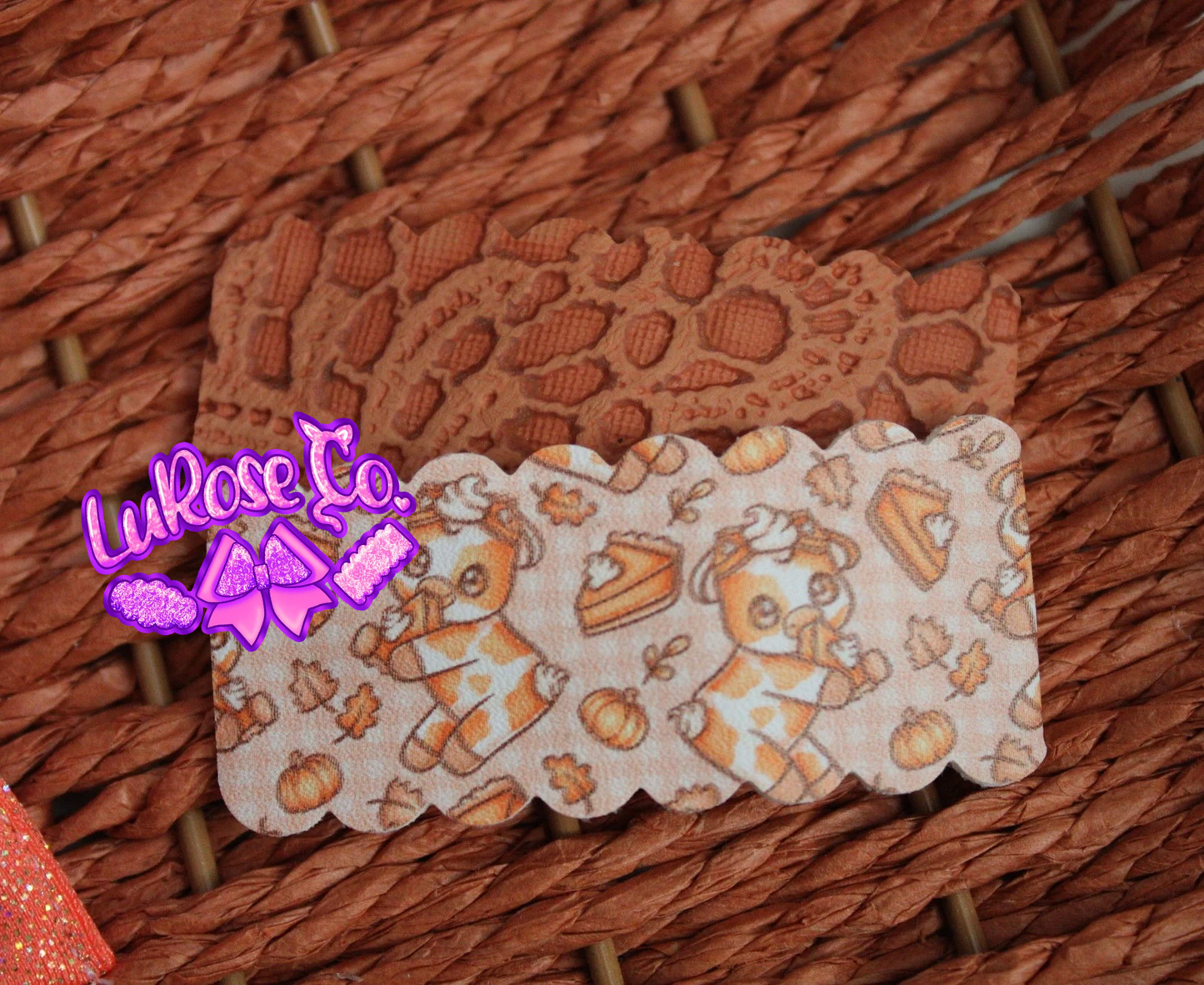 pumpkin cow// lace snap clip set of 2 (2in clippies)